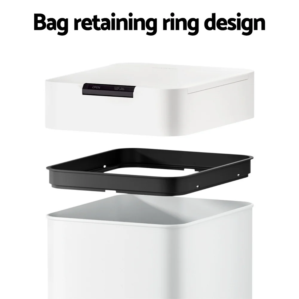 Devanti 50L Sensor Bin Motion Rubbish Bins Kitchen Automatic Trash Can White - Image 5