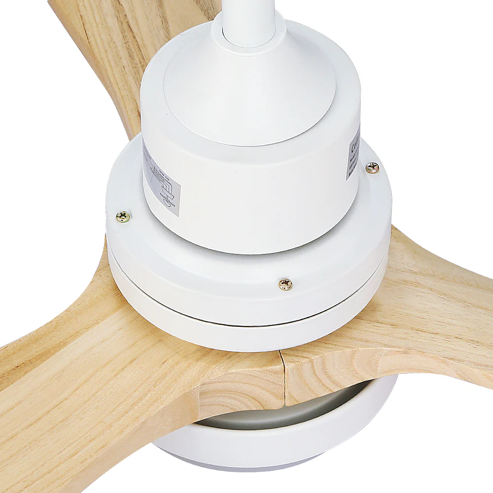 Devanti 52'' Ceiling Fan AC Motor LED Light Remote - Light Wood - Image 3