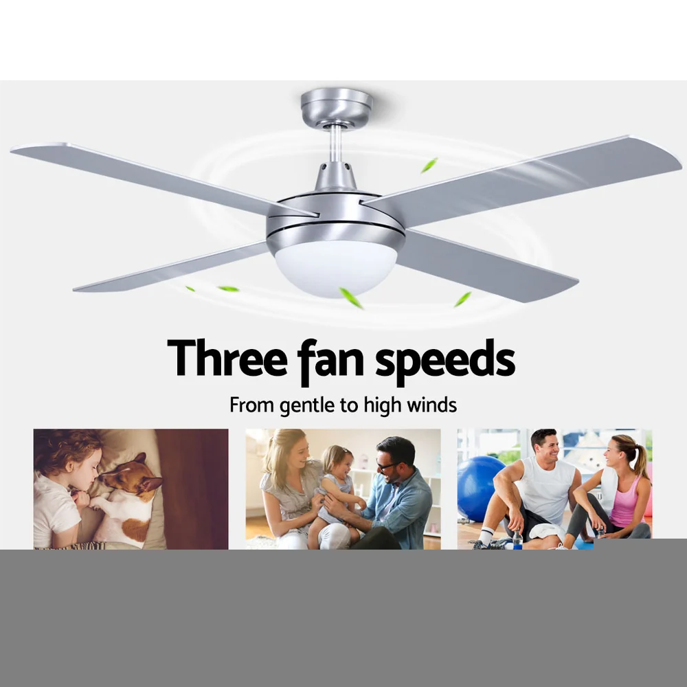 Devanti 52'' Ceiling Fan AC Motor w/Light w/Remote - Silver - Image 4