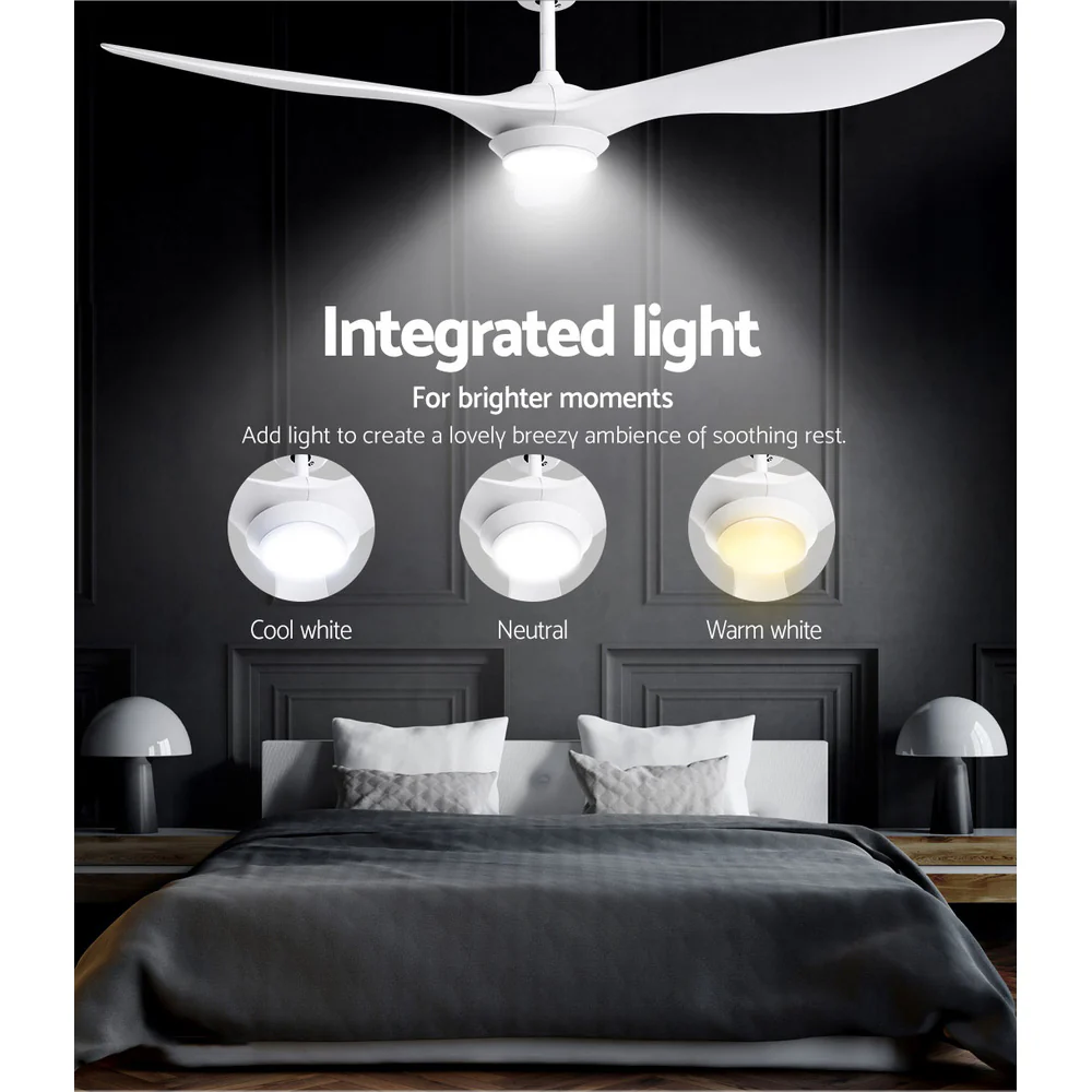 Devanti 52'' Ceiling Fan DC Motor w/Light w/Remote - White - Image 4