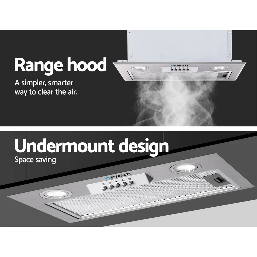 Devanti 520mm Range Hood 52cm Rangehood Stainless Steel - Image 3