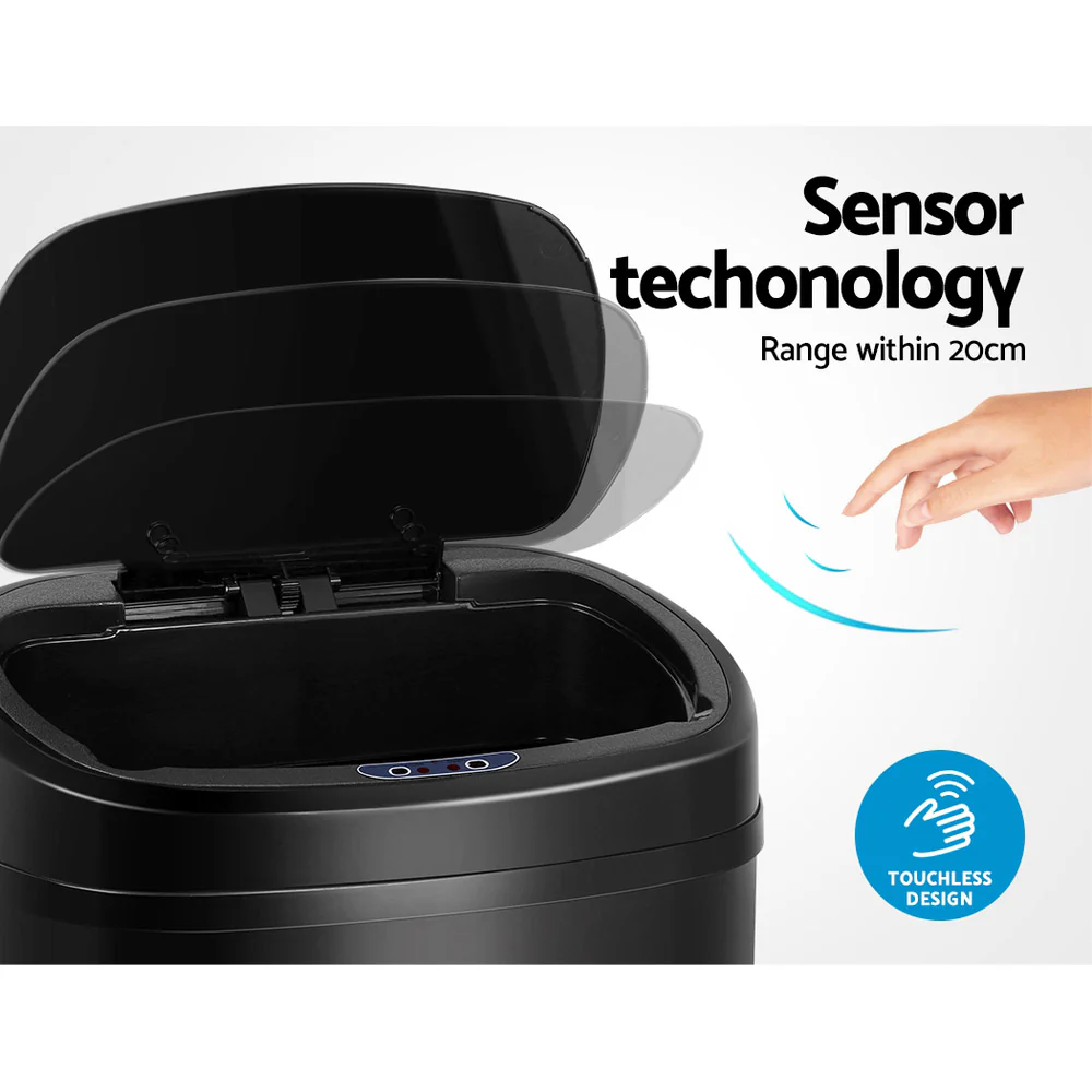 Devanti 58L Motion Sensor Bin Rubbish Automatic Black - Image 3