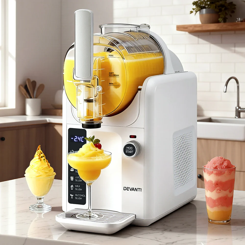 Devanti 5in1 Slushie Machine Ice Cream Maker 2L White - Image 7