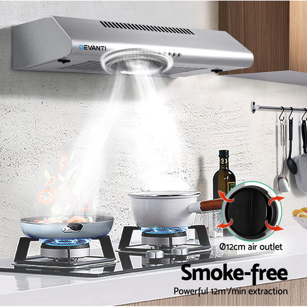 Devanti 600mm Range Hood 60cm Rangehood Stainless Steel - Image 3