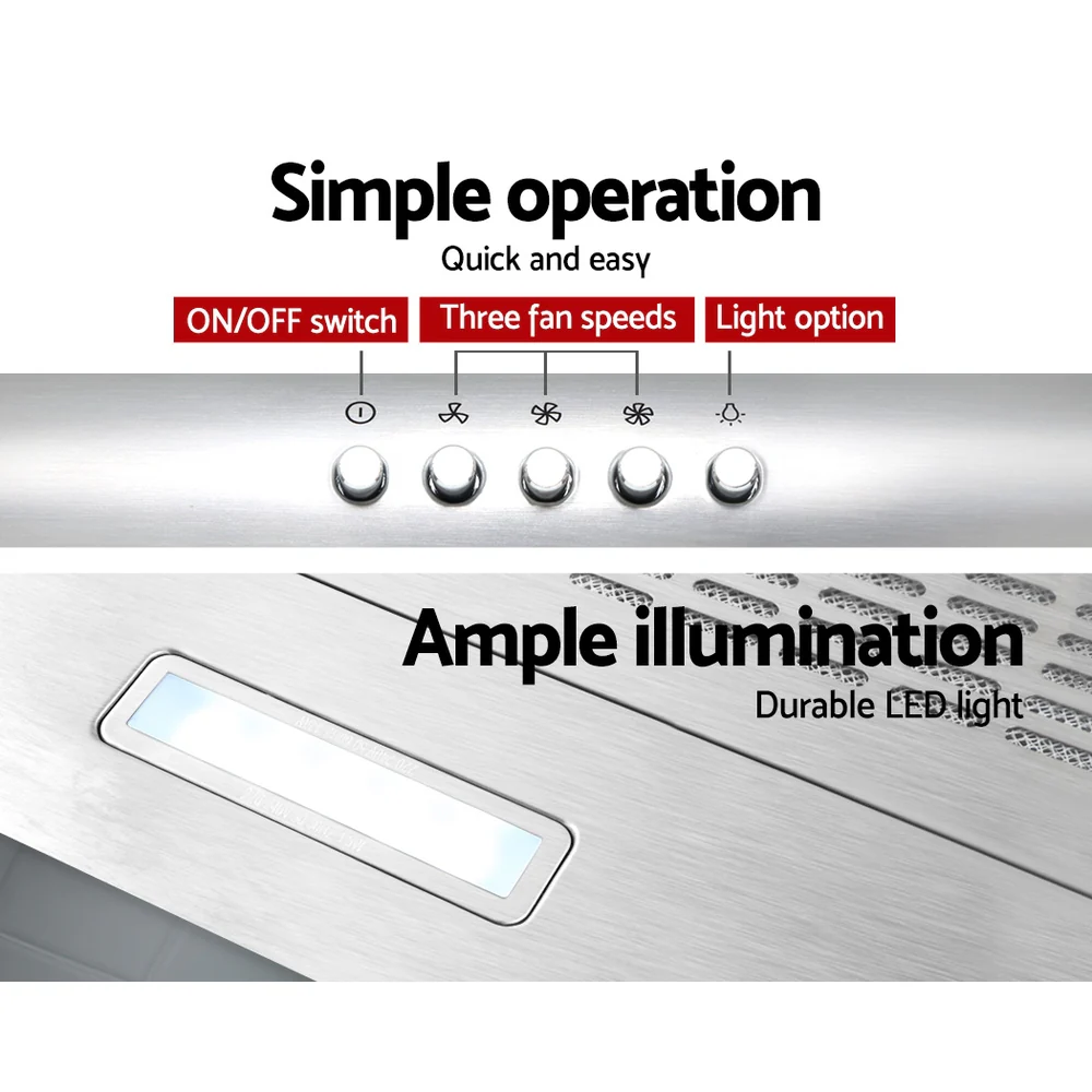 Devanti 600mm Range Hood 60cm Rangehood Stainless Steel - Image 5