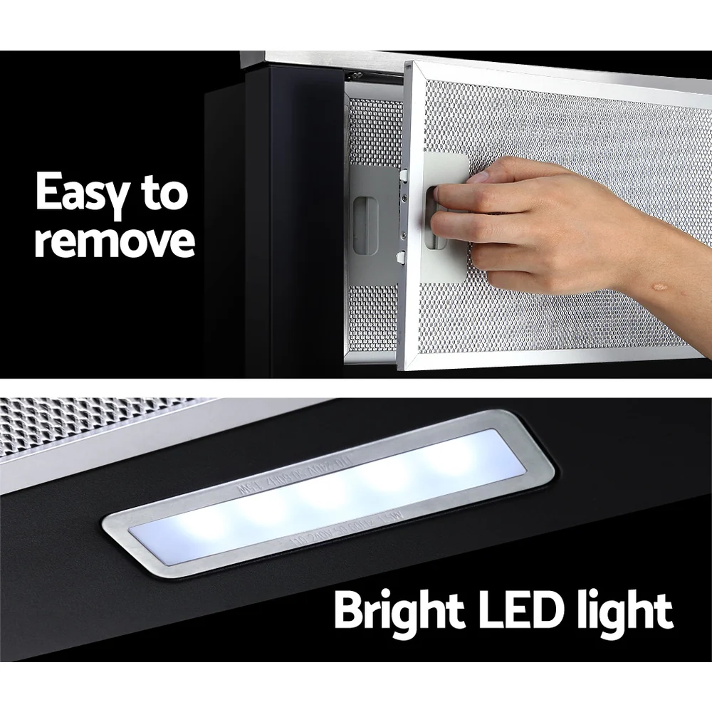 Devanti 600mm Range Hood 60cm Slide out Rangehood Stainless Steel - Image 5