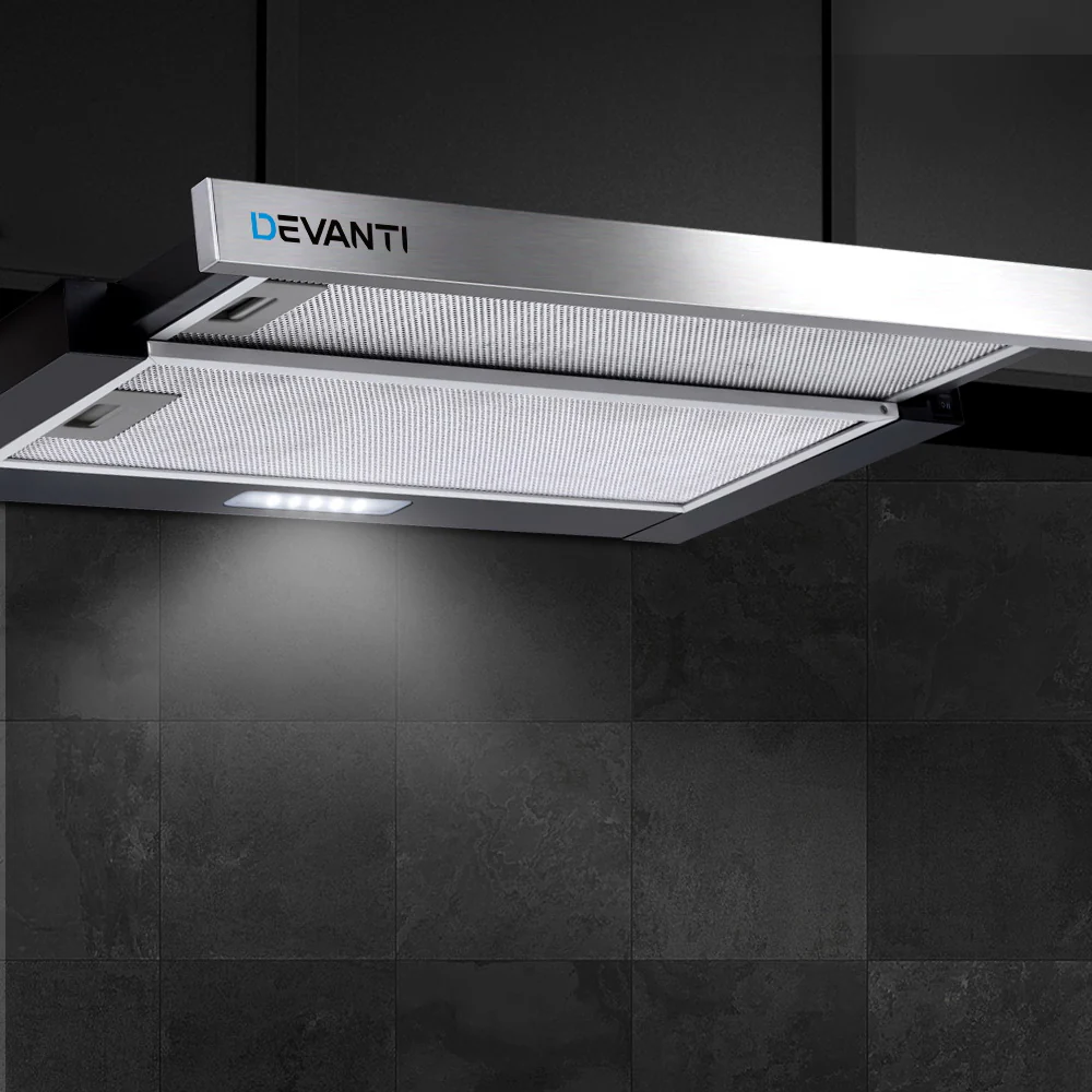 Devanti 600mm Range Hood 60cm Slide out Rangehood Stainless Steel - Image 6