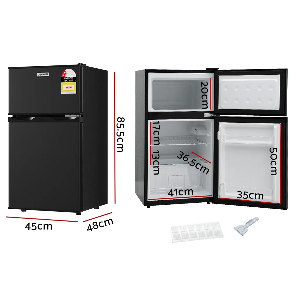 Devanti 85L Bar Fridge Mini Freezer Refrigerator Black - Image 2