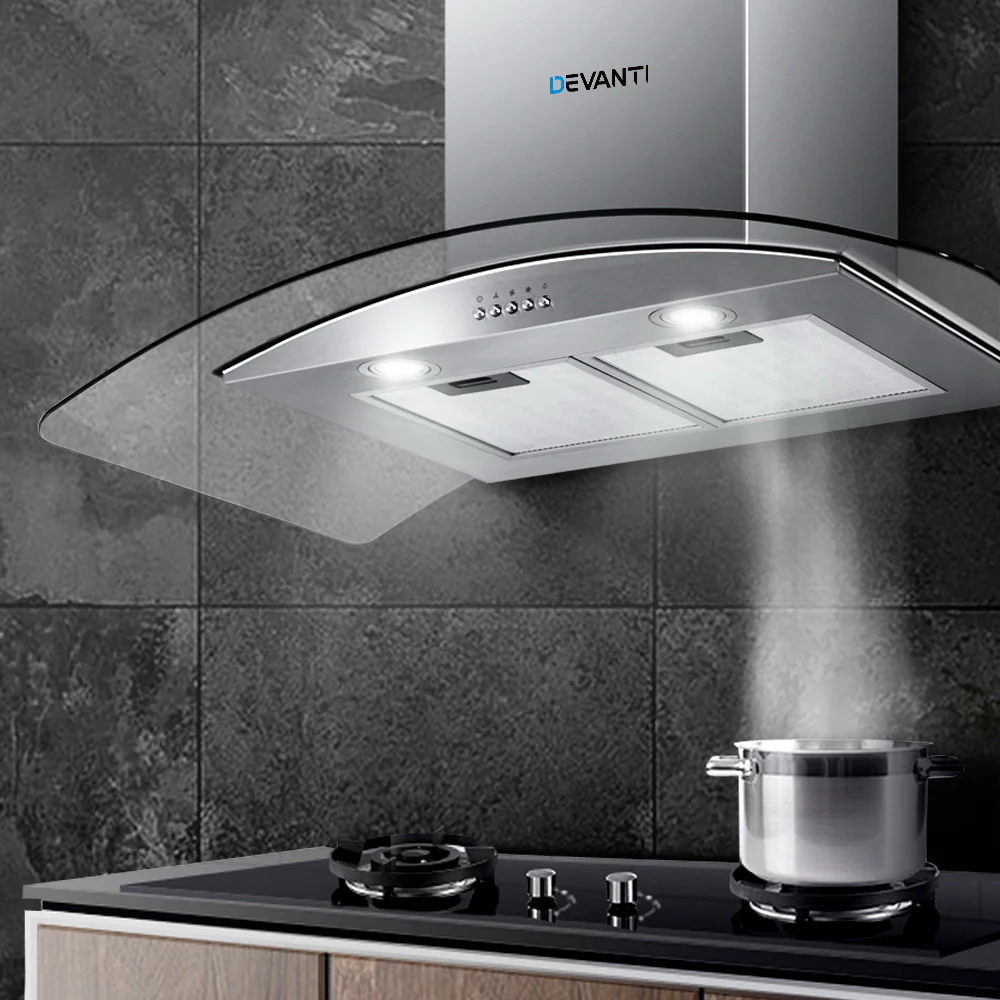 Devanti 900mm Range Hood 90cm Rangehood Glass Canopy - Image 7