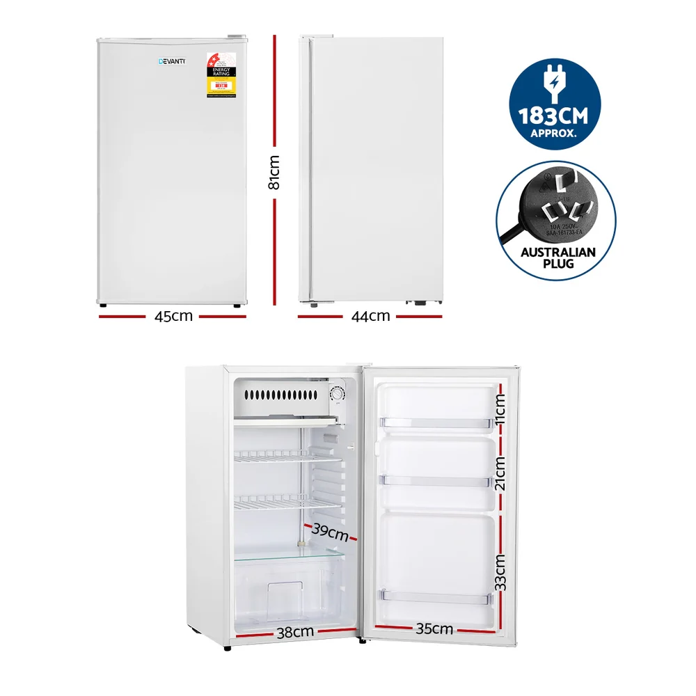 Devanti 95L Bar Fridge White - Image 2