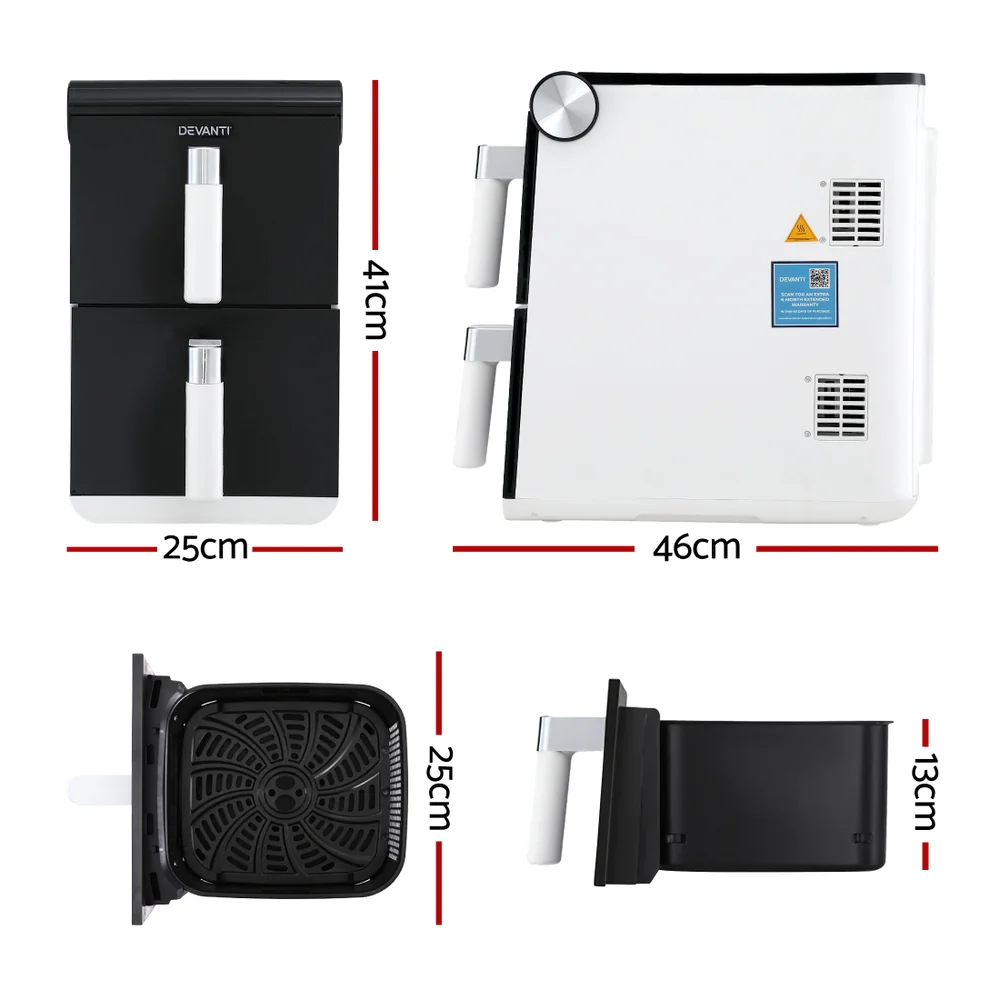 Devanti Air Fryer Oven 11L Dual Zone Fryers - Image 3