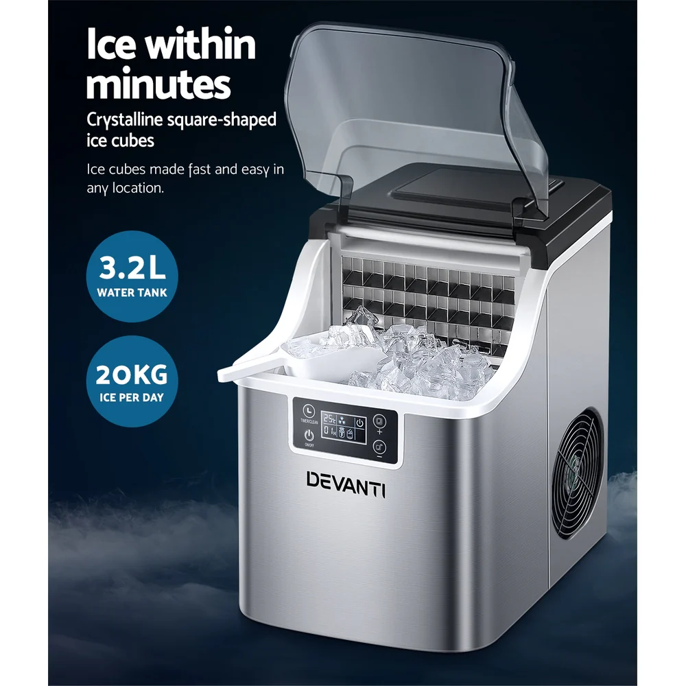 Devanti Ice Maker Machine Commercial Portable Ice Cube Tray Countertop 3.2L - Image 4
