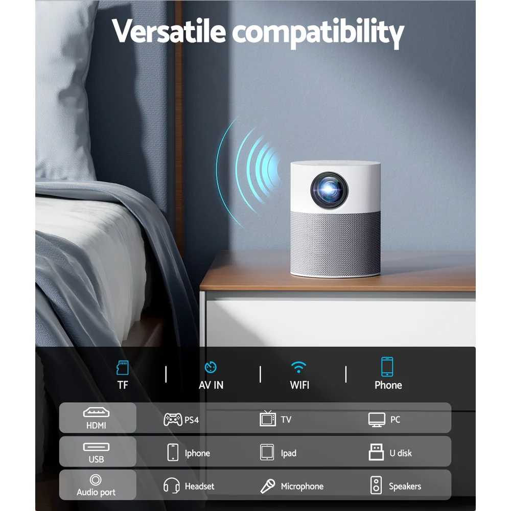Devanti Portable Mini Video Projector 1080P Wifi Home Theater HDMI Carry Bag - Image 6