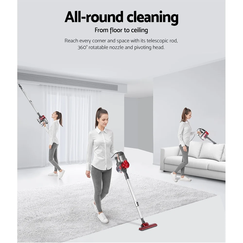 Devanti Stick Vacuum Cleaner Handheld Corded 450W Red - Image 5