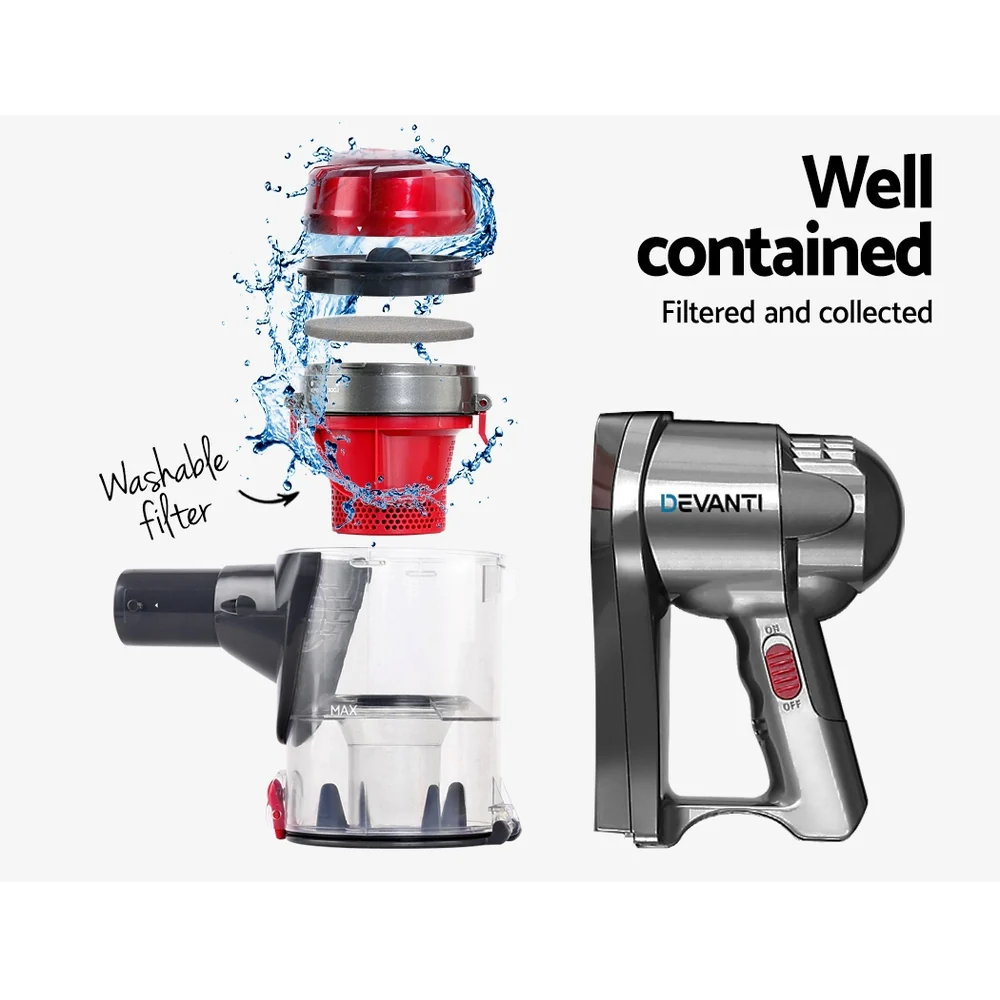 Devanti Stick Vacuum Cleaner Handheld Corded 450W Red - Image 6