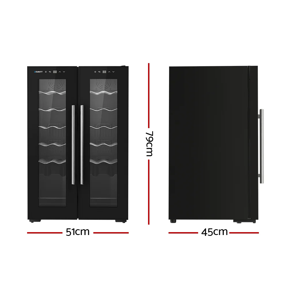 Devanti Wine Fridge Cooler Dual Zone 24 Bottles - Image 2