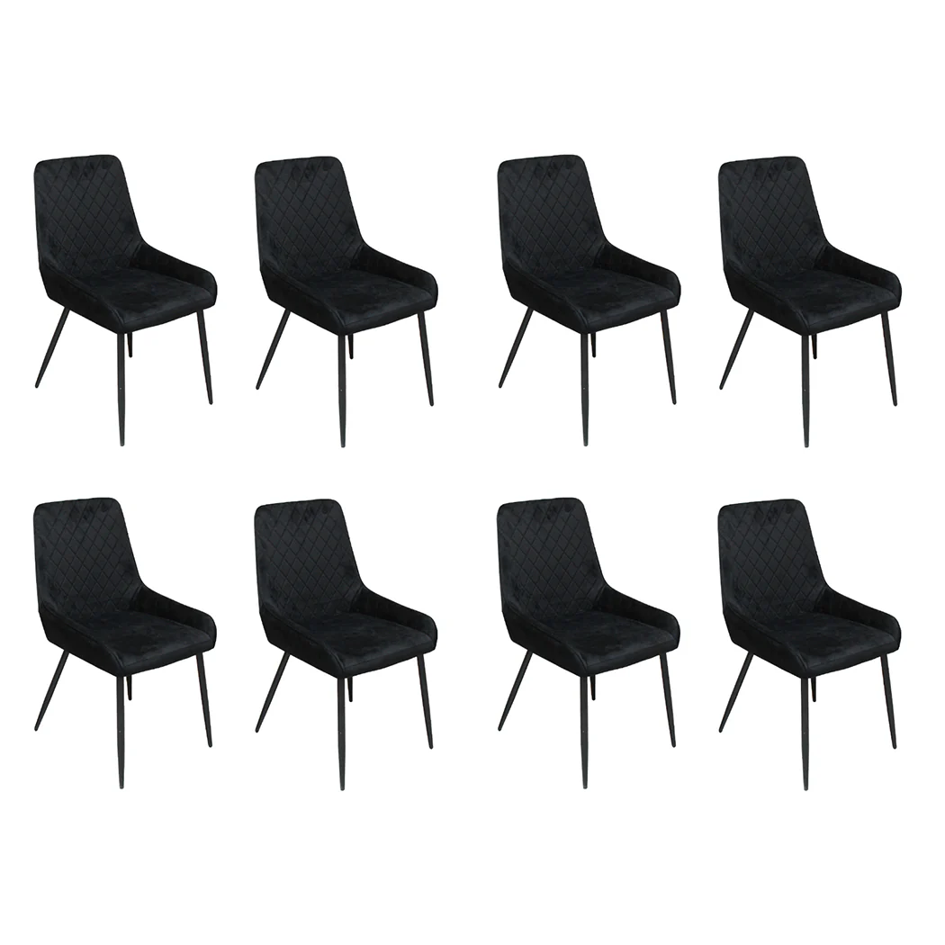 Dining Chairs x 8 Padded Seat Soft Velvet - Image 9