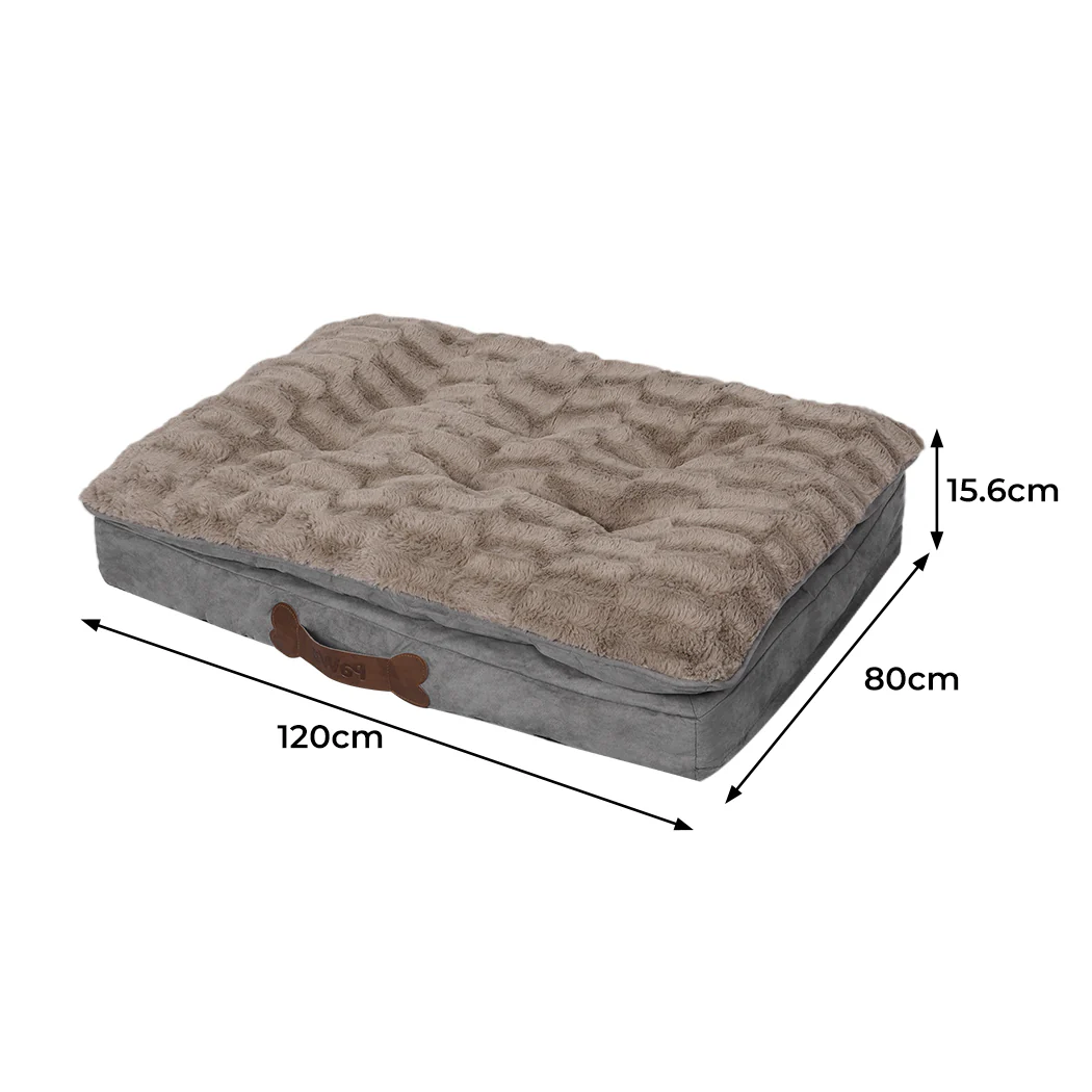 Dog Calming Bed Warm Soft Plush Comfy XL Khaki X-Large - Image 2