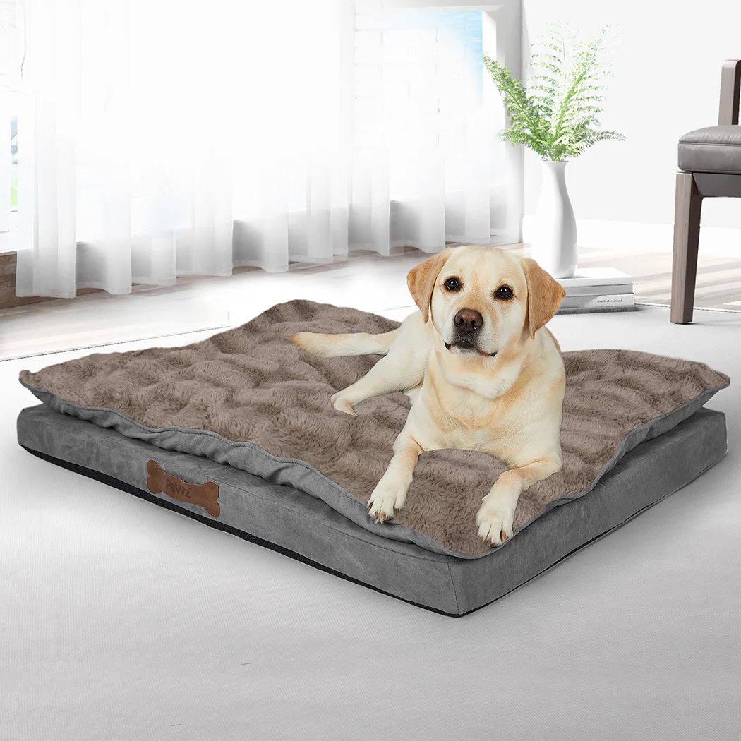 Dog Calming Bed Warm Soft Plush Comfy XL Khaki X-Large - Image 6