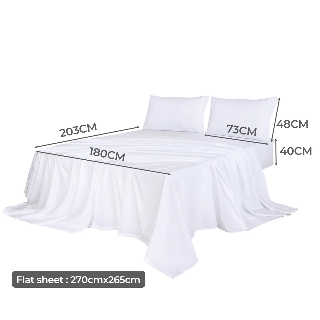 Dreamz 4pcs King Size 100% Bamboo Bed Sheet Set in White Colour - Image 2