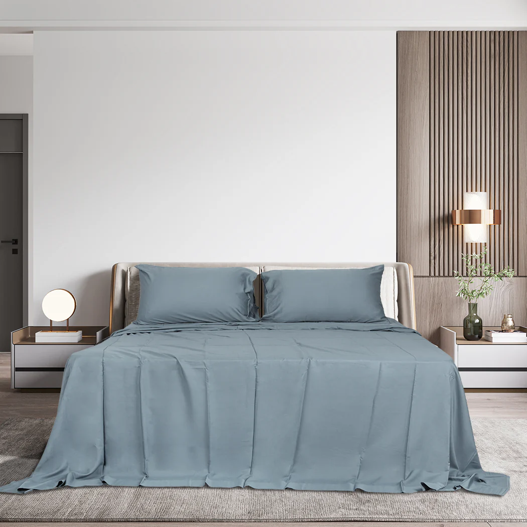 Dreamz 4pcs Queen Size 100% Bamboo Bed Sheet Set in Grey Colour - Image 7