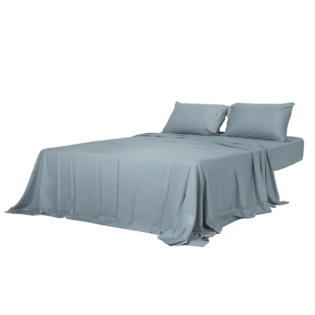 Dreamz 4pcs Queen Size 100% Bamboo Bed Sheet Set in Grey Colour - Image 8