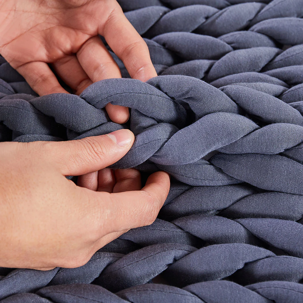 Dreamz Knitted Weighted Blanket Chunky Dark Grey Queen 9KG - Image 3
