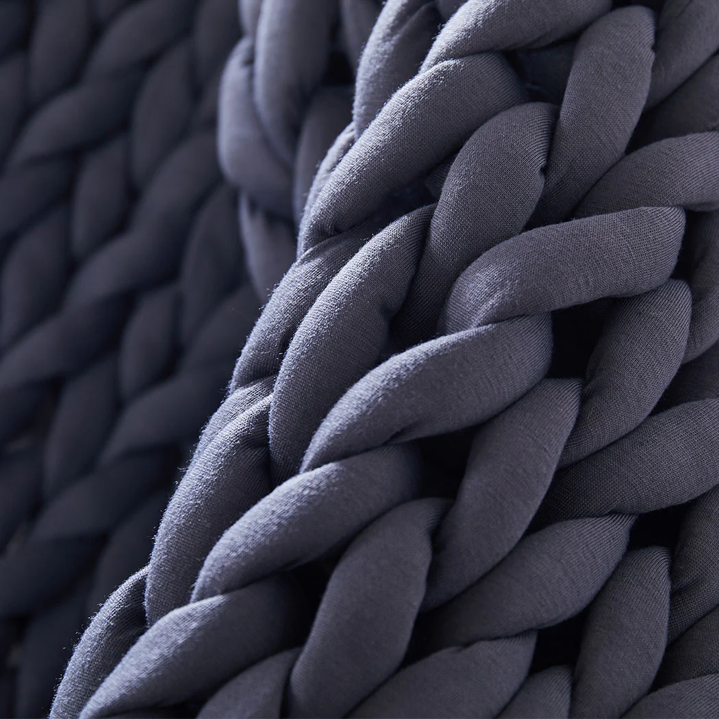 Dreamz Knitted Weighted Blanket Chunky Dark Grey Queen 9KG - Image 5