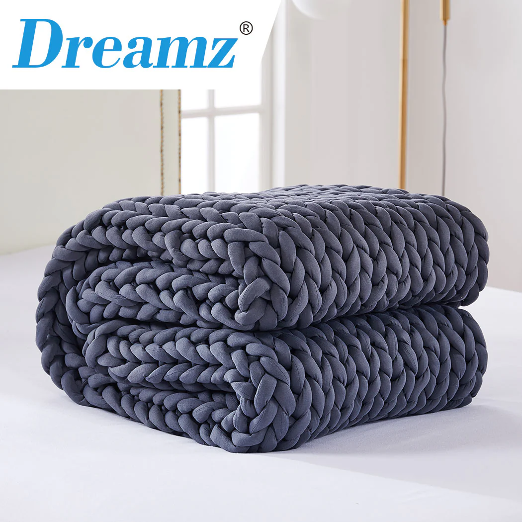 Dreamz Knitted Weighted Blanket Chunky Dark Grey Queen 9KG - Image 7