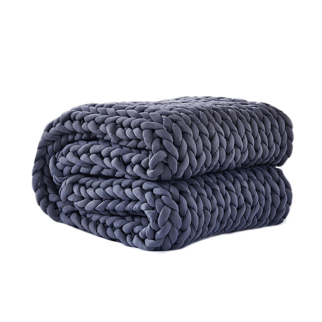 Dreamz Knitted Weighted Blanket Chunky Dark Grey Queen 9KG - Image 8