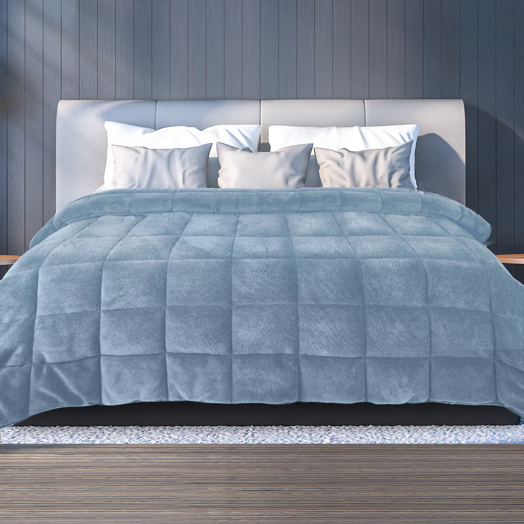 DreamZ Quilt Doona Comforter Blanket Blue King - Image 6