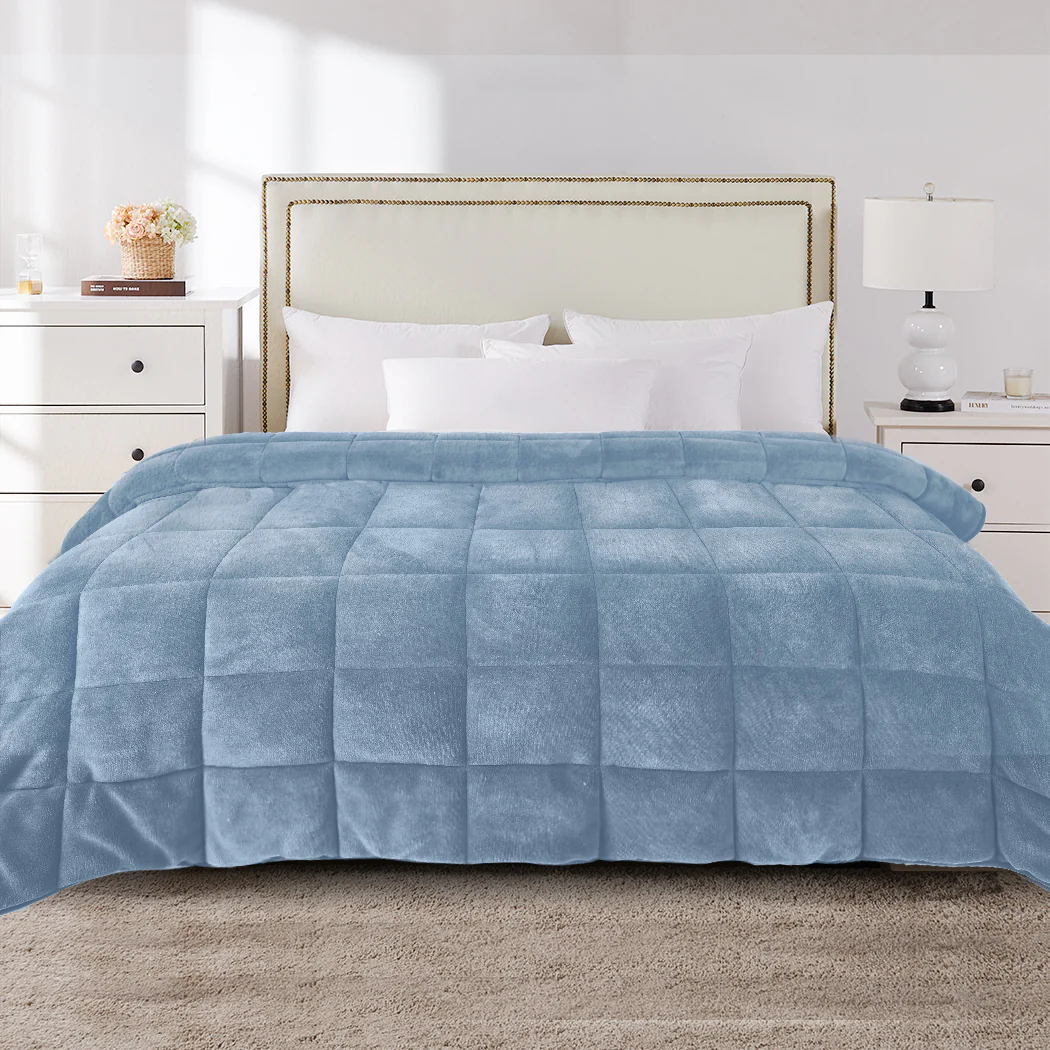 DreamZ Quilt Doona Comforter Blanket Blue King - Image 7
