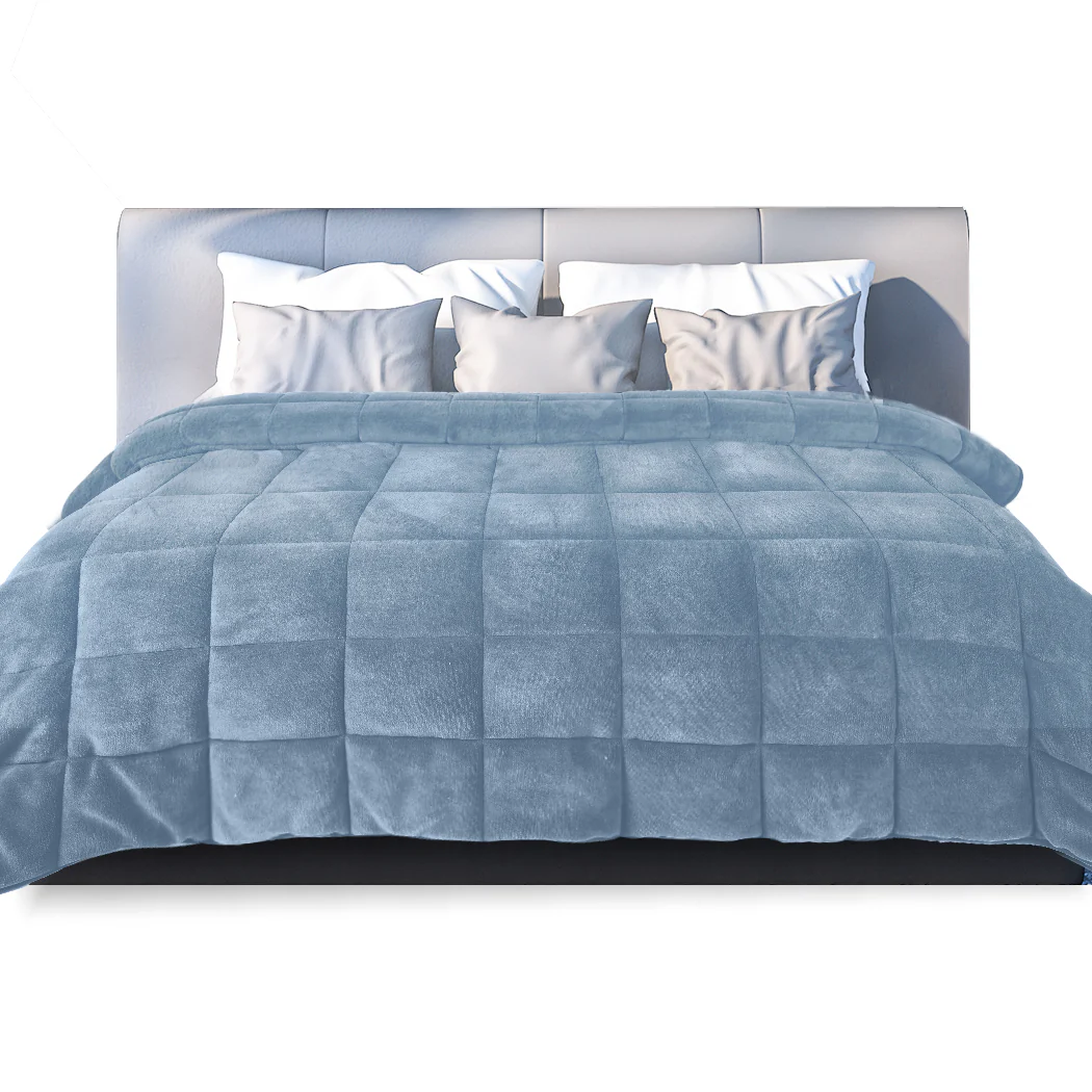 DreamZ Quilt Doona Comforter Blanket Blue King - Image 8