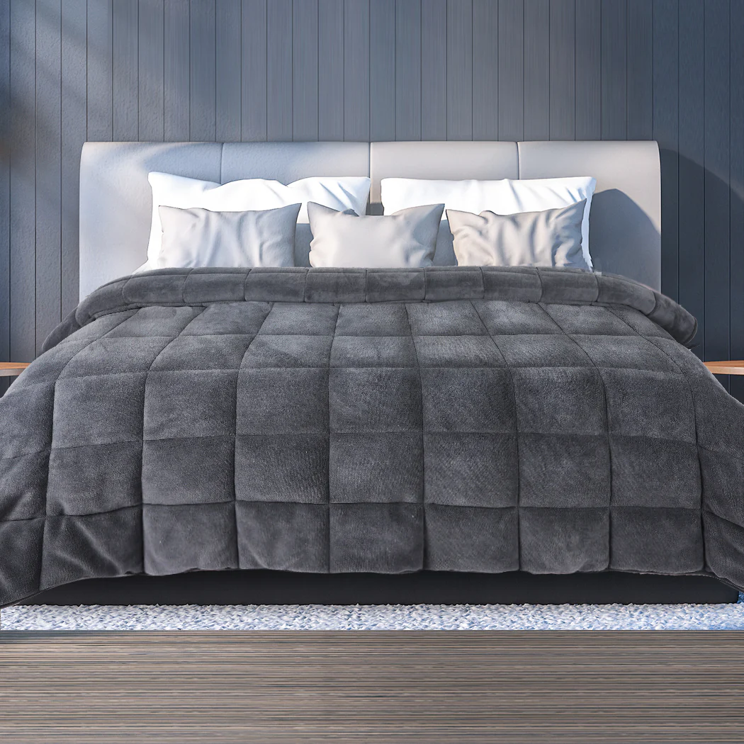 DreamZ Quilt Doona Comforter Blanket Grey Super King - Image 6