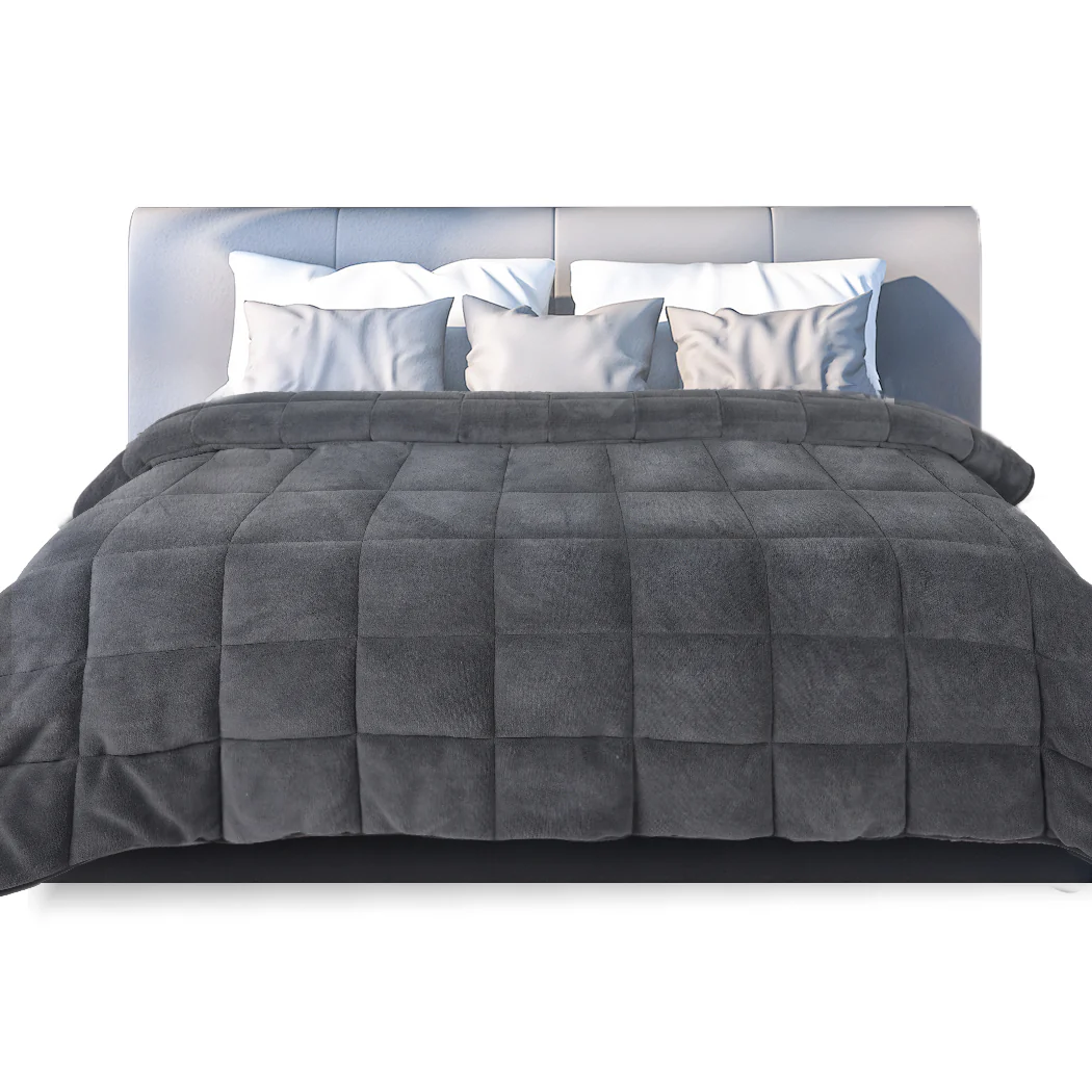 DreamZ Quilt Doona Comforter Blanket Grey Super King - Image 8