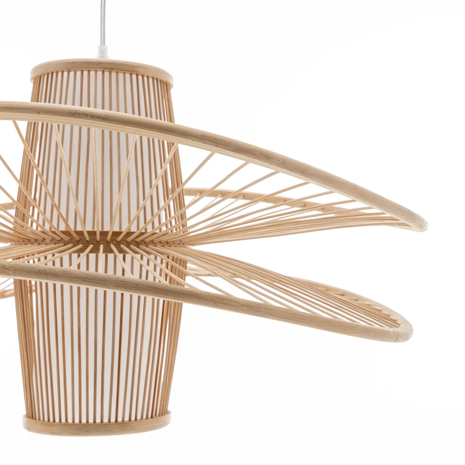 Elysian Breeze Double Natural Hand-Woven Bamboo Double Wide Pendant Lamp Light - Image 5