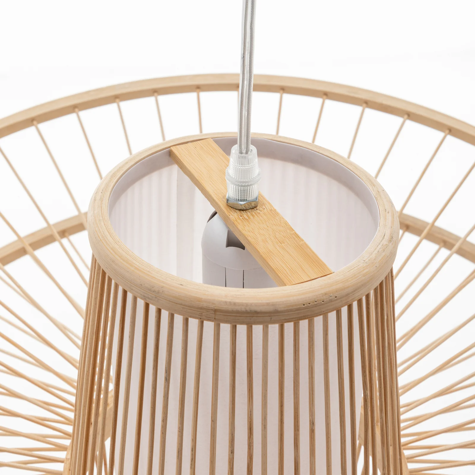 Elysian Breeze Double Natural Hand-Woven Bamboo Double Wide Pendant Lamp Light - Image 7