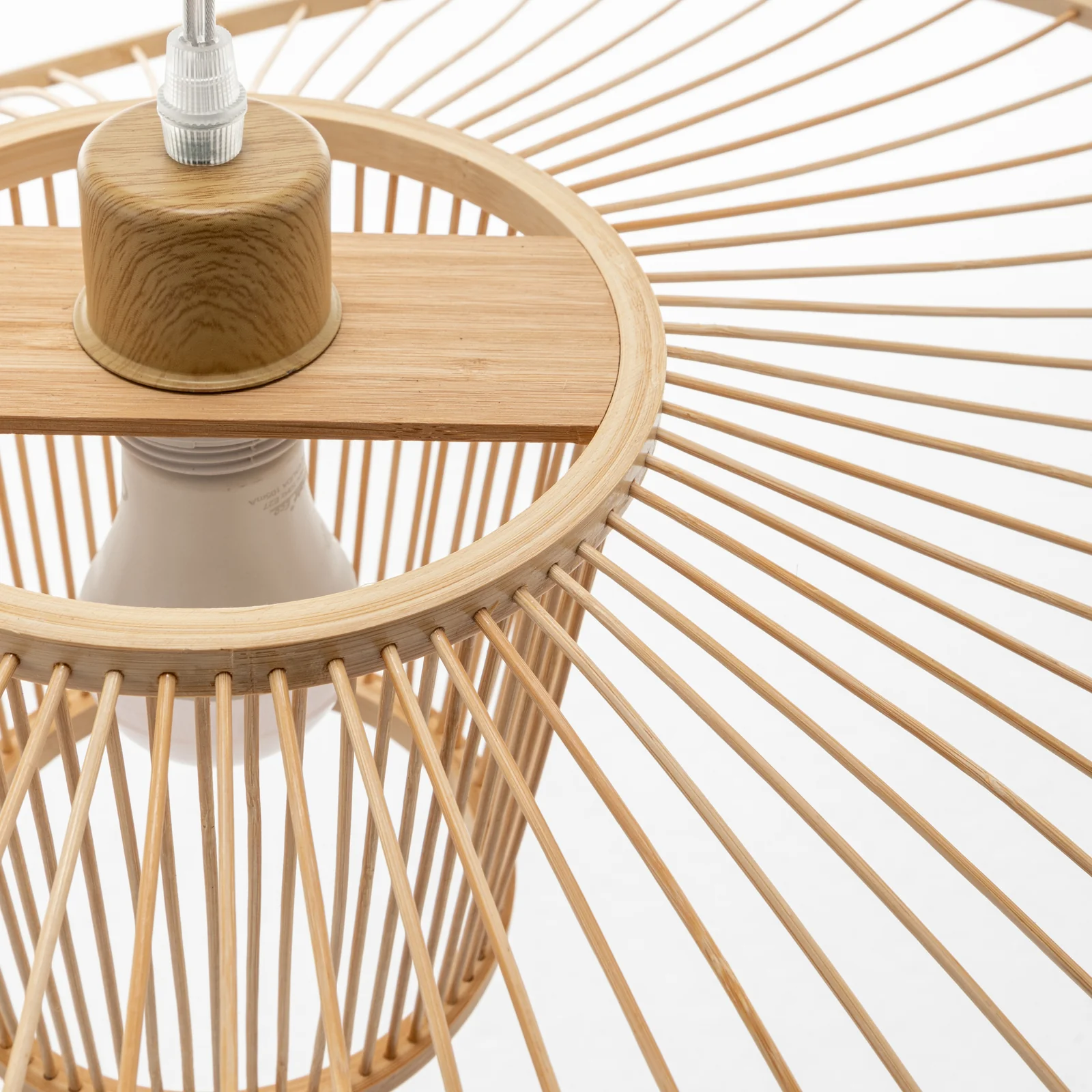 Elysian Breeze Natural Hand-Woven Bamboo Wide Brim Pendant Lamp - Image 6