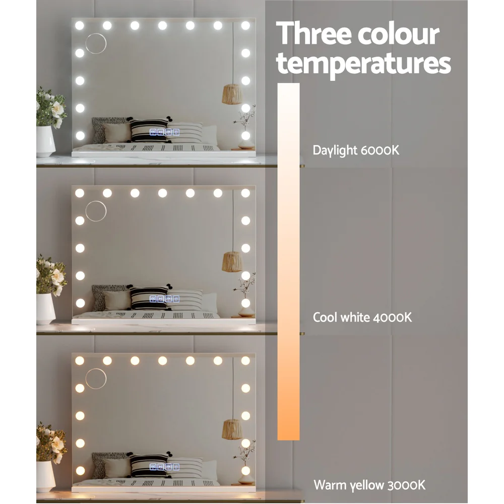 Embellir Bluetooth Makeup Mirror 80x58cm Hollywood Vanity with LED Light Wall - Image 5