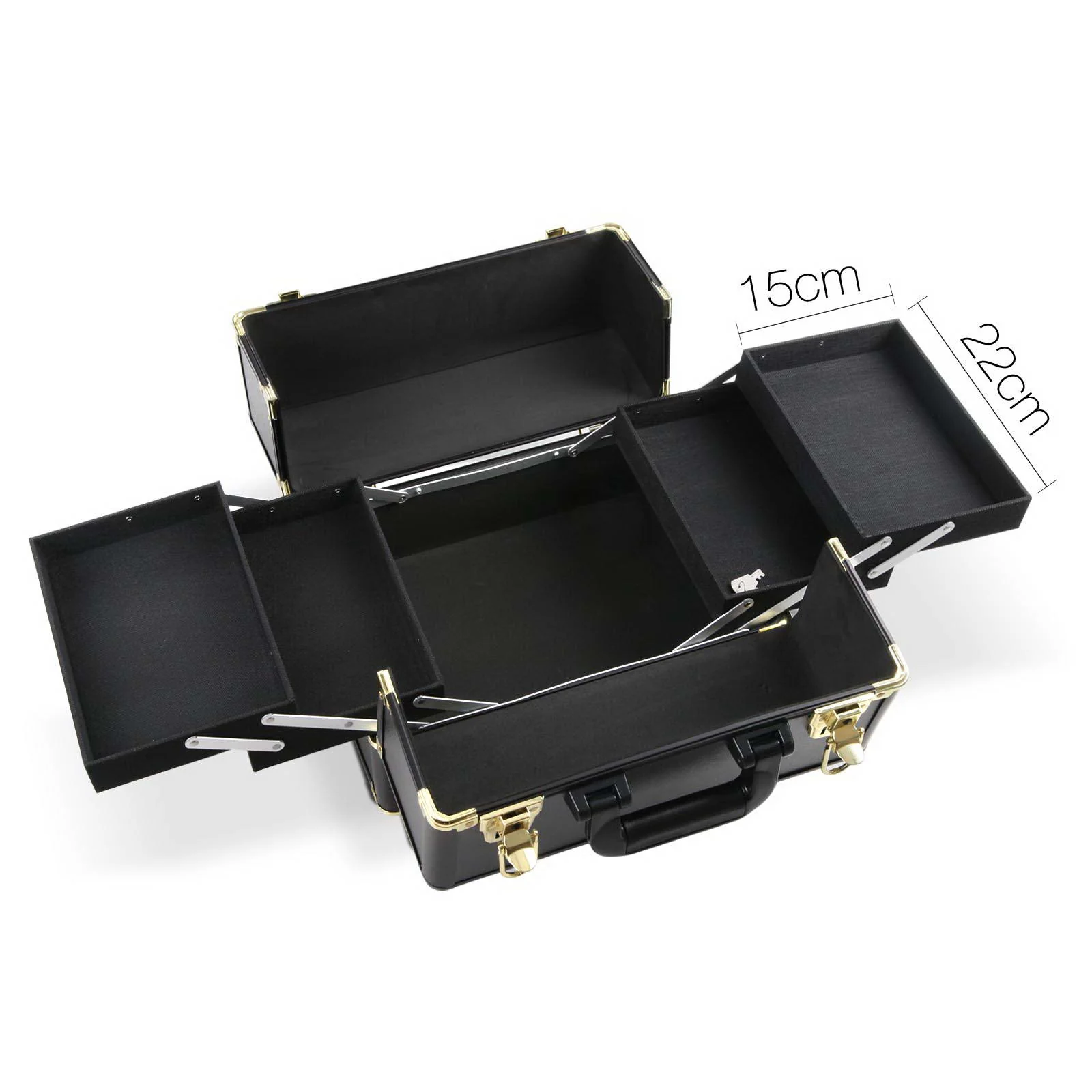Embellir Makeup Case Beauty Trolley Cosmetic Organiser Box Travel Wheels Gold - Image 3