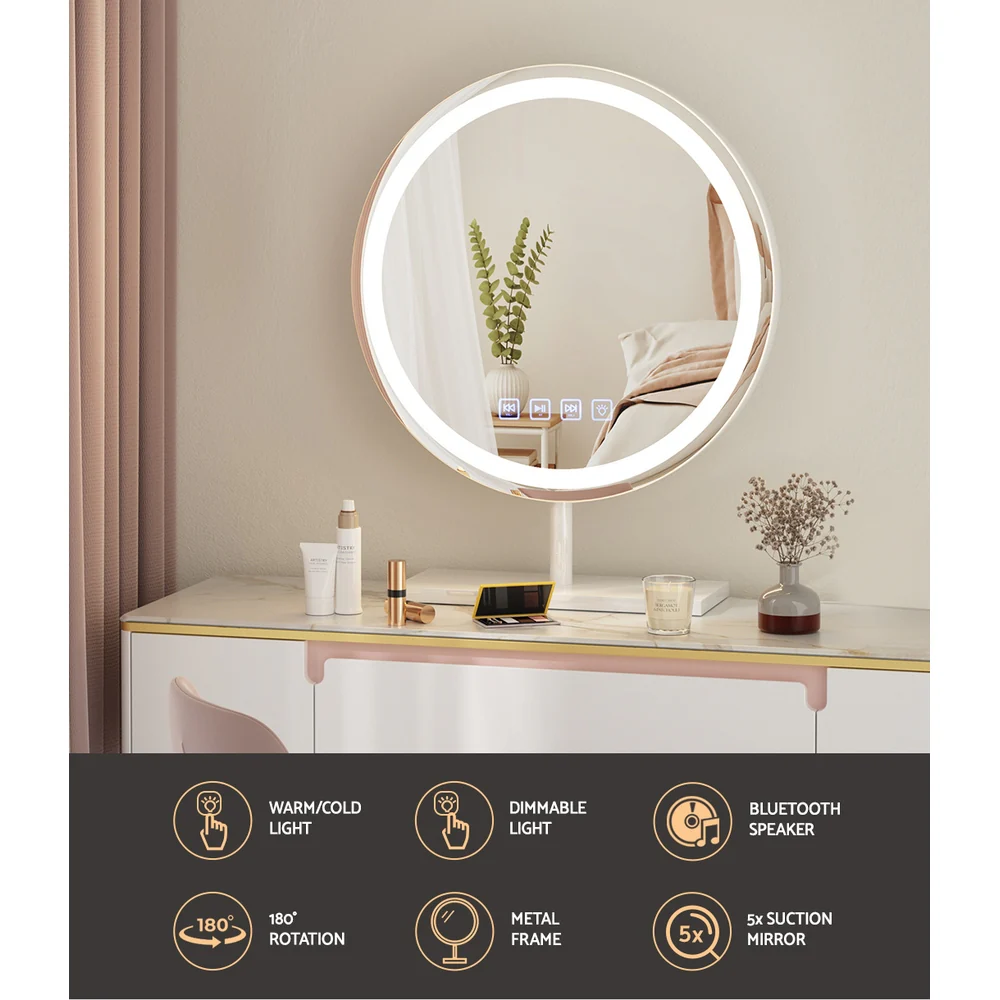 Embellir Makeup Mirror 40x40cm Hollywood Vanity with LED Light Tabletop Round - Image 4