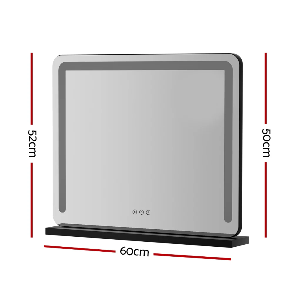 Embellir Makeup Mirror 60x50cm Hollywood Vanity with LED Light Tabletop Black - Image 2