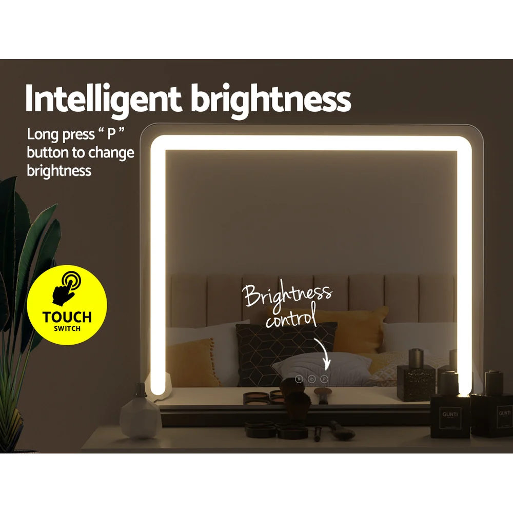 Embellir Makeup Mirror 60x50cm Hollywood Vanity with LED Light Tabletop Black - Image 6