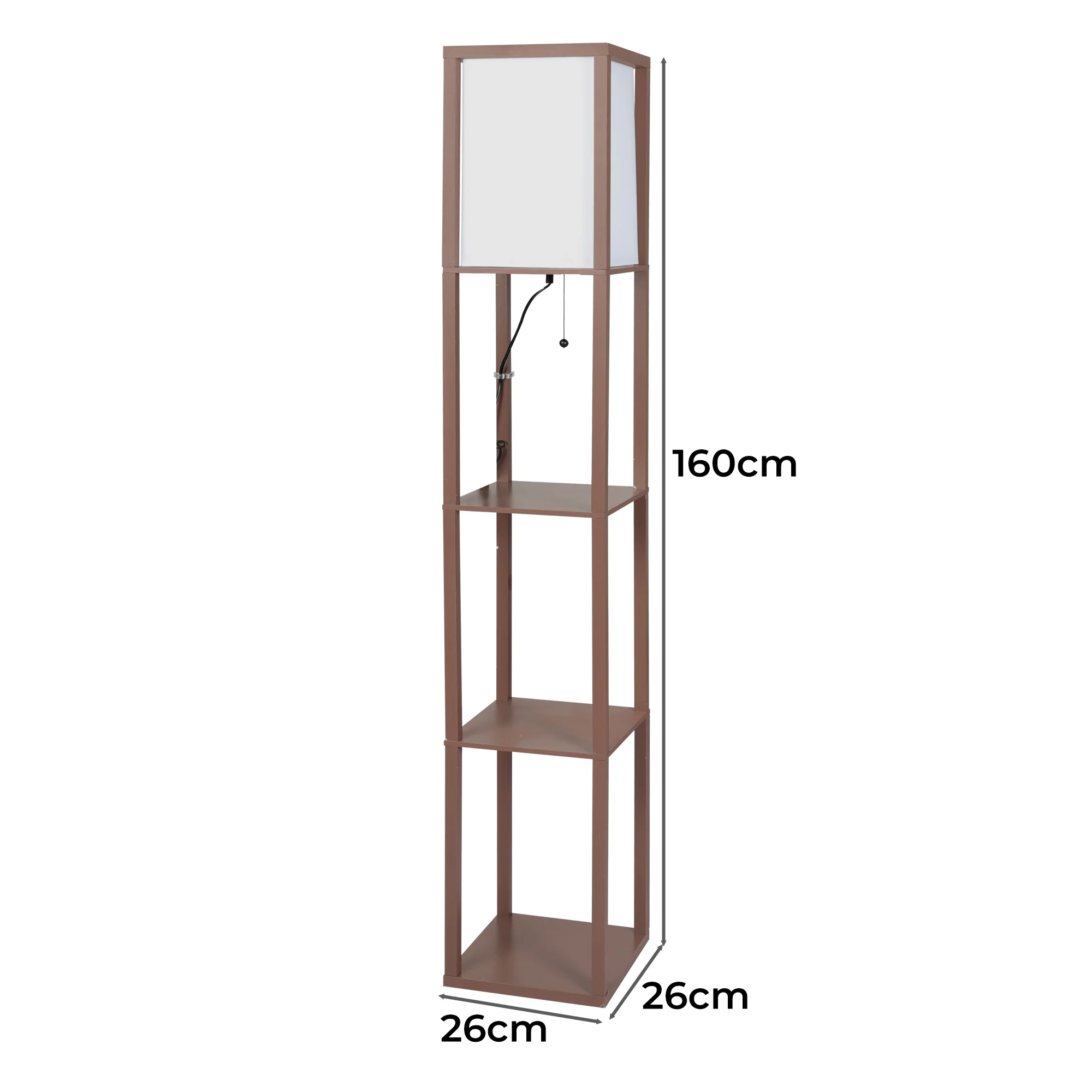 EMITTO LED Floor Lamp with Storage Shelf Brown - Image 2