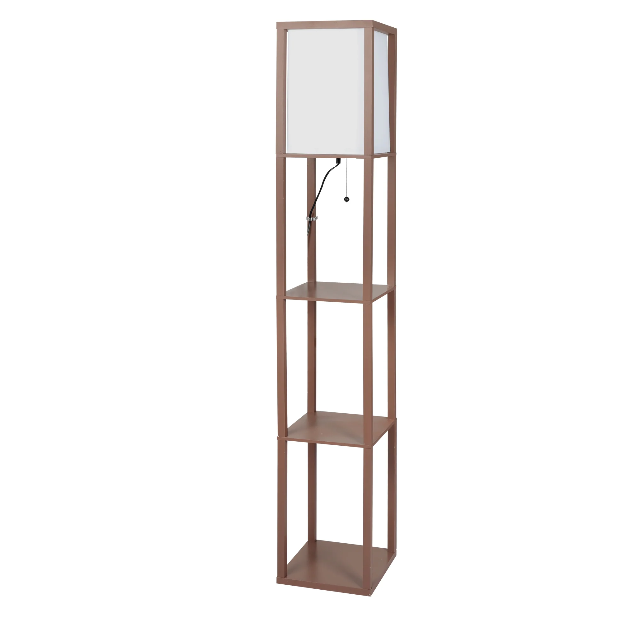 EMITTO LED Floor Lamp with Storage Shelf Brown - Image 8