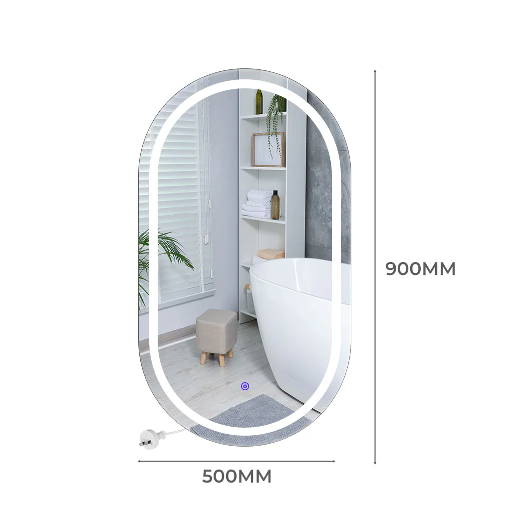 EMITTO LED Wall Mirror Oval Anti-fog 50x90cm - Image 2