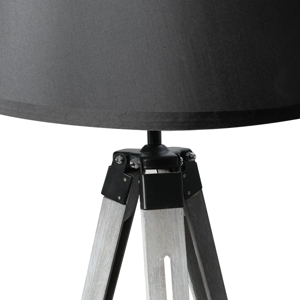 EMITTO Tripod Wooden Floor Lamp Shaded Grey - Image 3