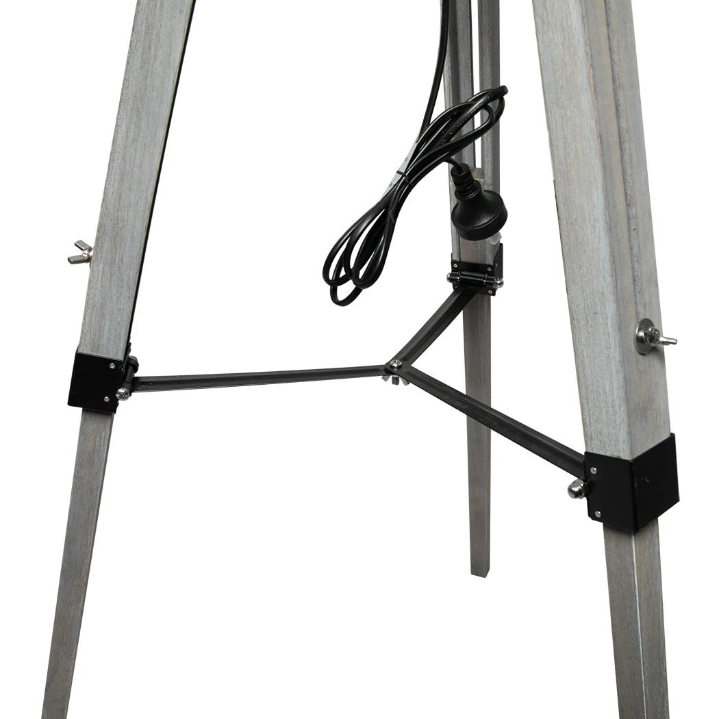 EMITTO Tripod Wooden Floor Lamp Shaded Grey - Image 4