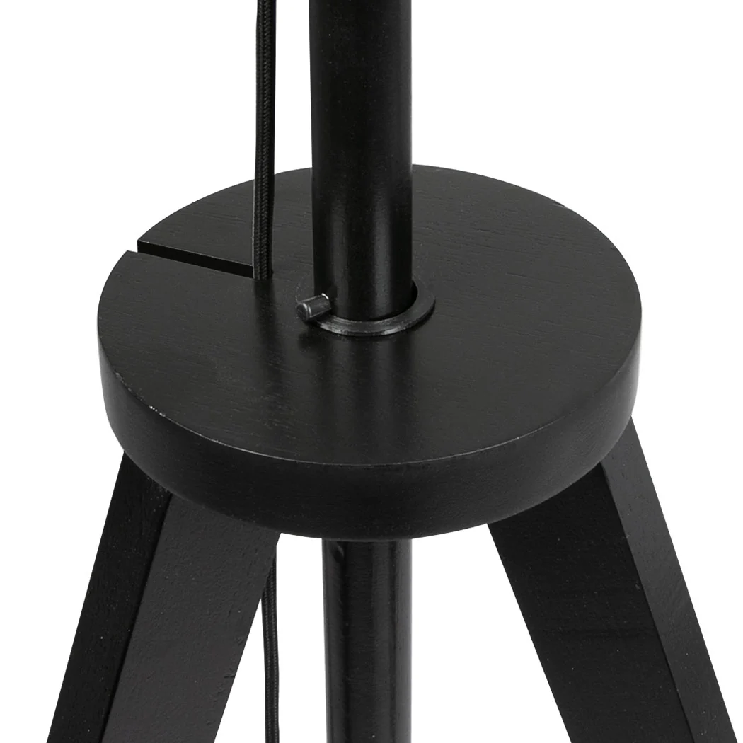 EMITTO Wooden Floor Lamp Modern Tripod Black - Image 5