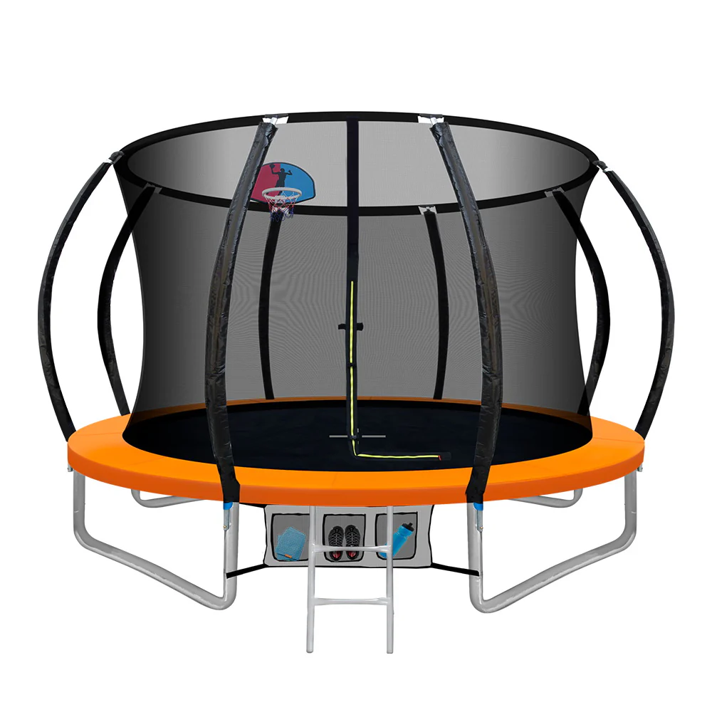 Everfit 10FT Trampoline for Kids w/ Ladder Enclosure Safety Net Rebounder Orange - Image 7